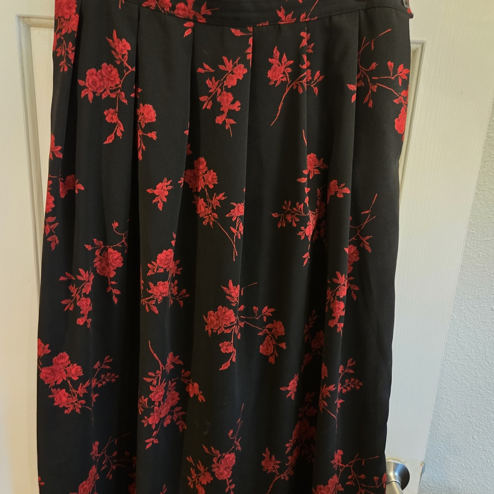 Koret Black Skirt with Red Floral Design